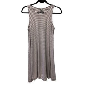 OLD NAVY Black White Striped Tank Swing Dress Sleeveless Summer Midi M